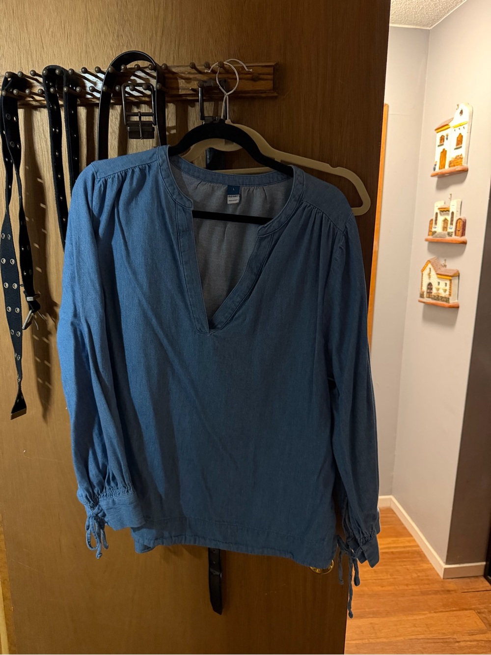 Old Navy Denim-Style Blue Split-Neck Tunic